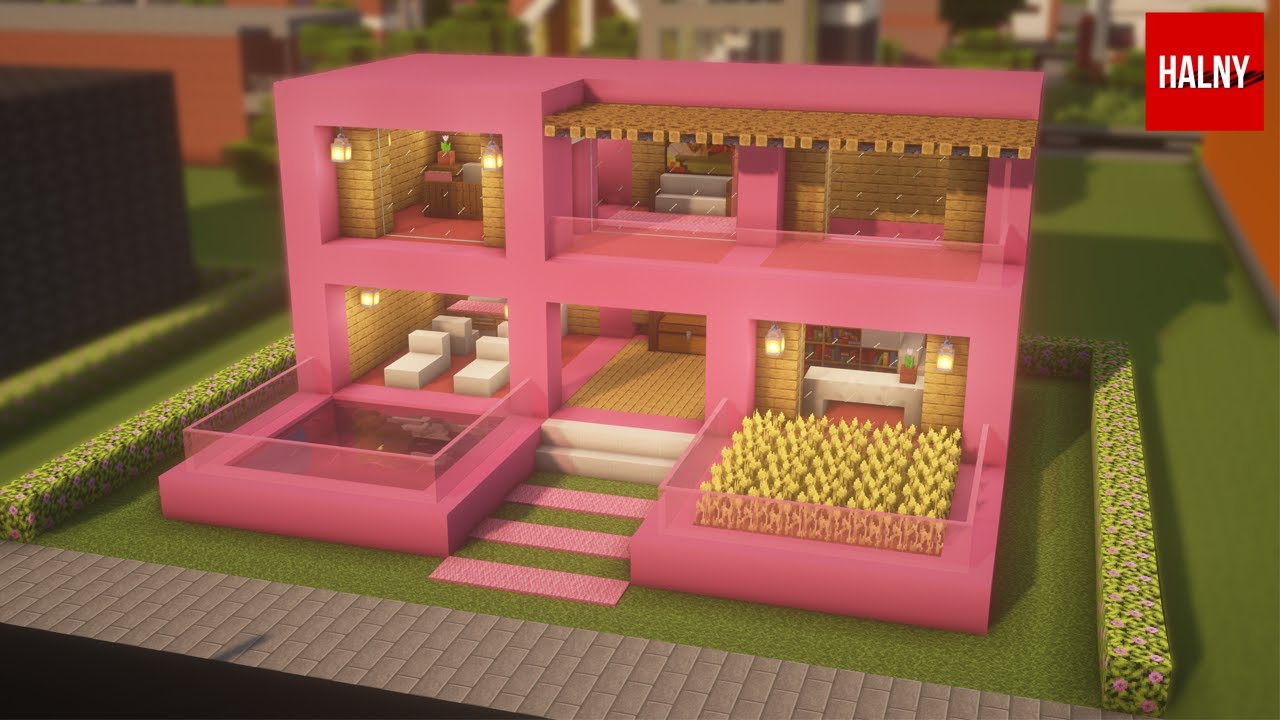 Easy pink house for 1.18 Minecraft - YouTube
