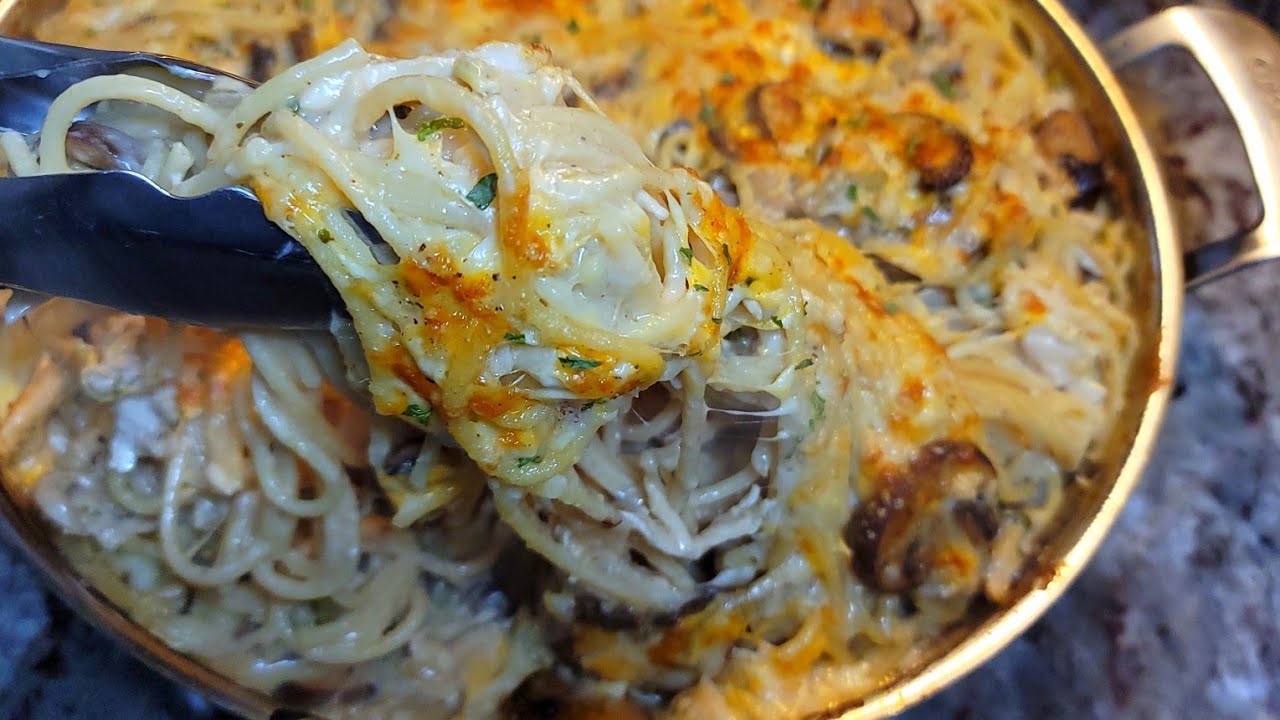 Try this chicken and pasta for dinner Chicken Tetrazzini #cooking