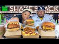 SHAKE SHACK MUKBANG| SHROOM BURGER| SHACK STACK BURGER| CHEESY BACON FRIES| HOT COCOA SHAKE