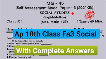 10th class social studies new pattern self assessment 3 model paper2025|💯Ap 10th Fa-3 social studies