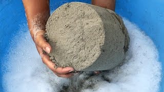 ASMR: super duper soft dusty concrete sand big buckets crumble on foamy water/oddlysatisfying screenshot 4