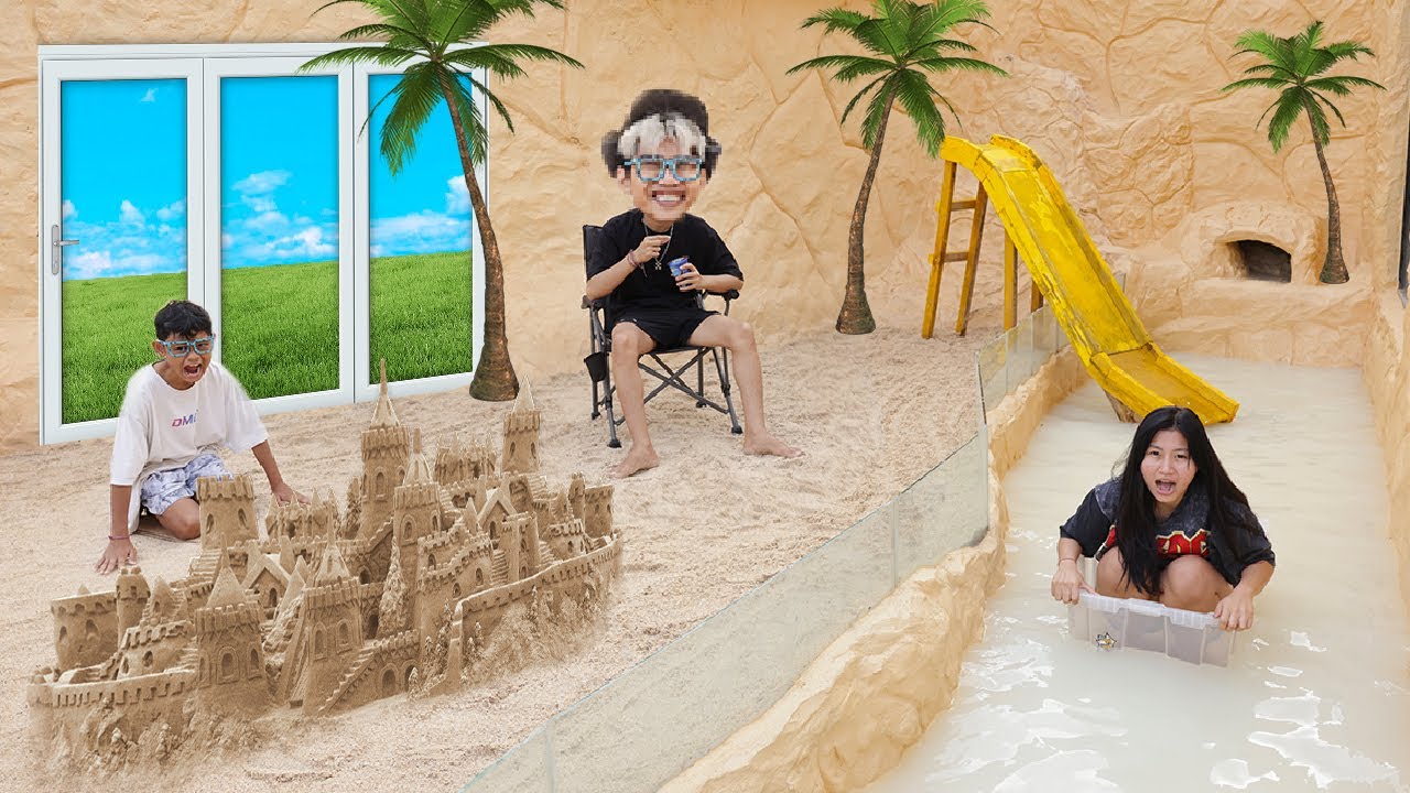 Mengubah Rumah Menjadi PANTAI Di Halaman Belakang, Bocil Bikin ISTANA PASIR!!!