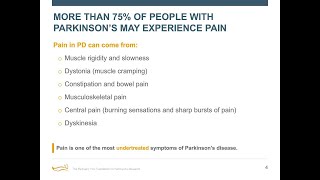 Webinar: "Pain and Fatigue in Parkinson's Disease" July 2016