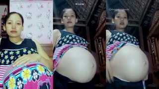 Perut Besarnya Bumil Cantik Sedang Menunggu Kelahiran