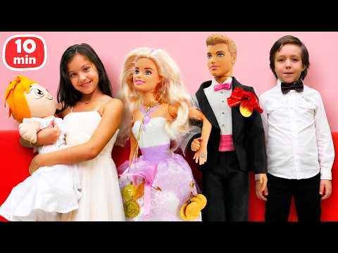 Hayal Ailesi: Barbie ve Ken'in yeni evine gidiyoruz ve düğün için hazırlık yapıyoruz! Kukla videosu.