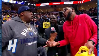 KAT \& Ja Morant's Dad's Trash Talking Each Other on the Sidelines 🤣