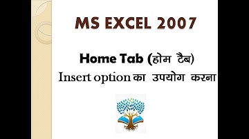 MS EXCEL - HOME TAB - INSERT OPTION (Part 2)