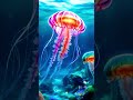 A vibrant underwater scene with glowing jellyfish and colorful coral