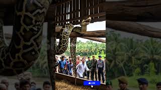 Detik-Detik Ular Piton Raksasa Turun Dari Atap Kandang Giant Python Climbs Down Goat Pen Roof