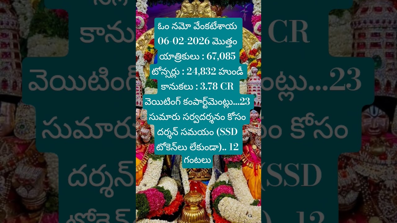 Tirumala dharshanam update Today 06/02/2026 #ttd #tirumala #tirupati #darshan #update