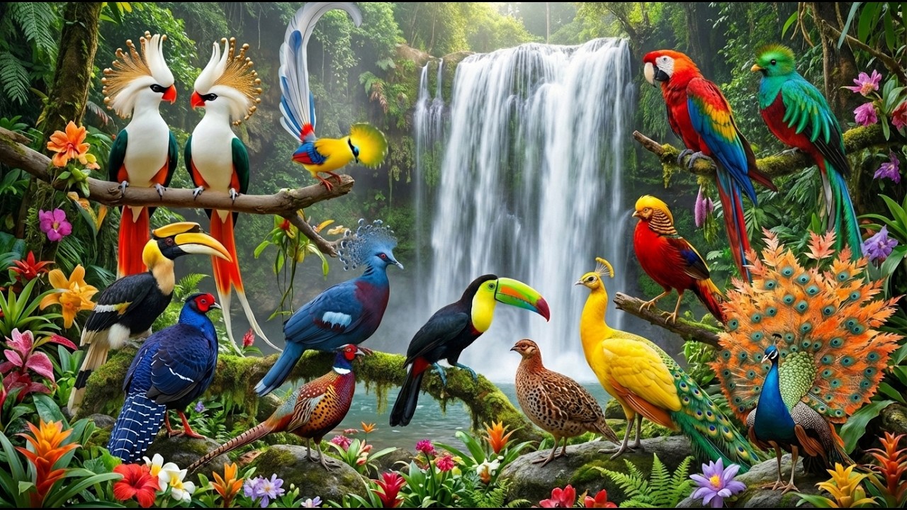 Wild Amazon Birds & Stream for Stress Relief 🦅🦜🦩🦚💦🌿 #WildBirds #Birdsong #JungleBirds #RiverSounds