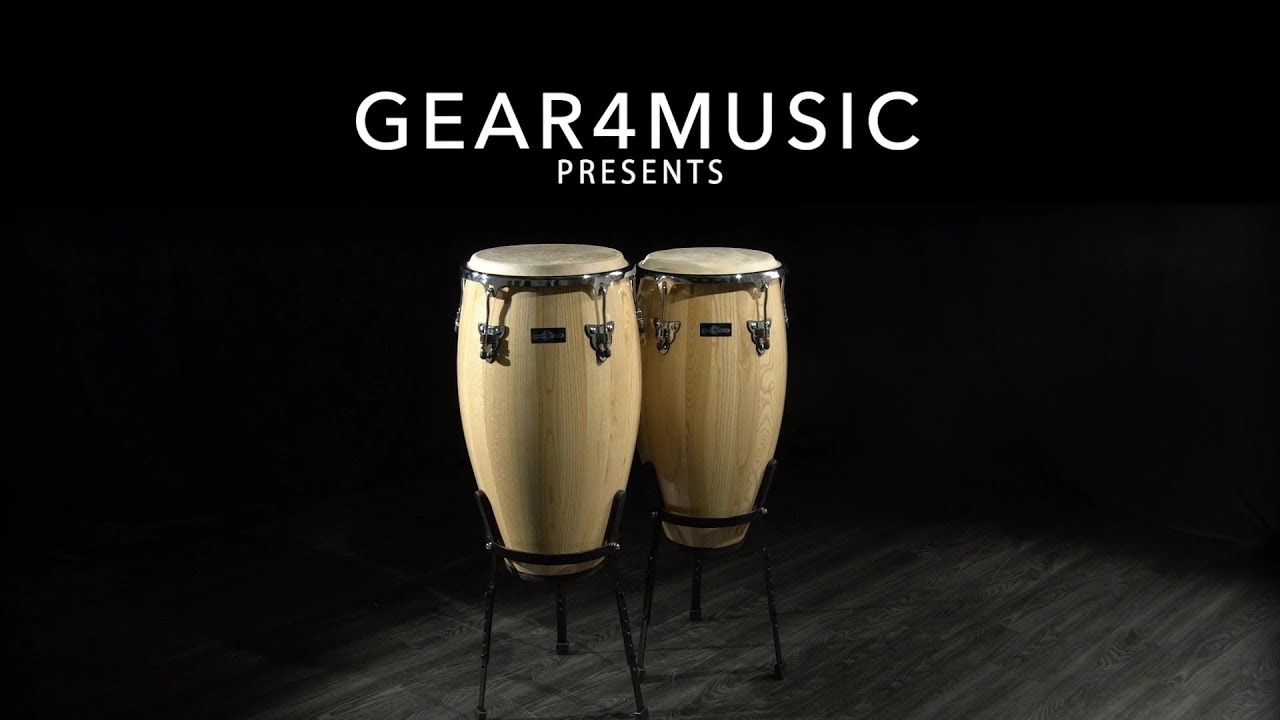 Conga Drums 11.75" + 12.5" Set with Stands Gear4music demo YouTube