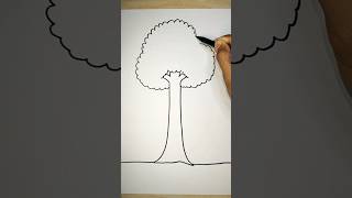 Cara menggambar pohon dengan mudah #shorts #menggambar #drawing