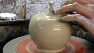 Throwing Making A Clay Pottery Apple On The Wheel