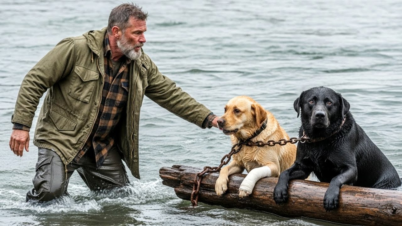 Veteran Found Two Chained Labradors in a Freezing River — The Ending Is Incredible