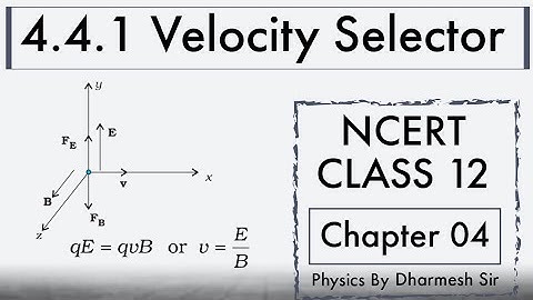 4.4.1 Velocity Selector | Chapter 04 Moving Charges and Magnetism | Class 12 Physics | NCERT