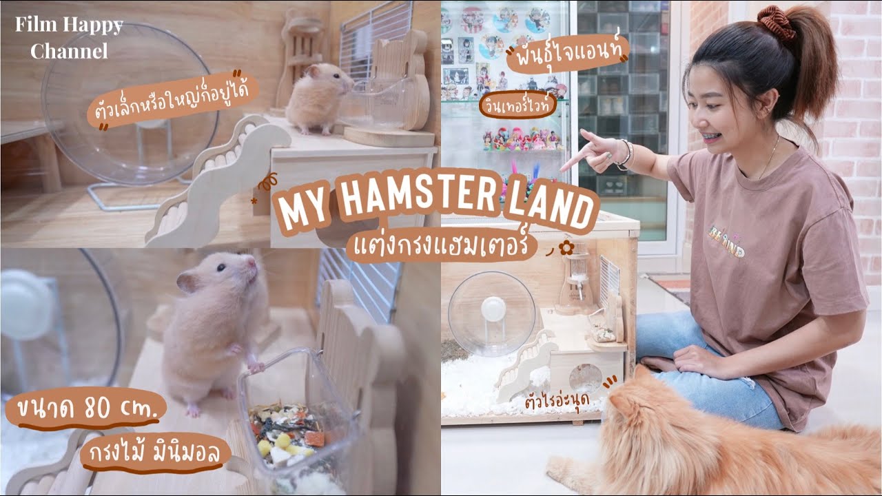 ไอเดียแต่งกรงแฮมเตอร์ ขนาด 80 cm. อุปกรณ์แน่นกรง กรงไม้มินิมอล ꒱ + | Film Happy Channel