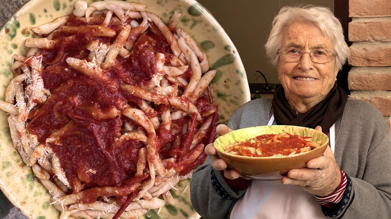 Enjoy 91 year old Anna's fusilli with spicy tomato sauce Pasta