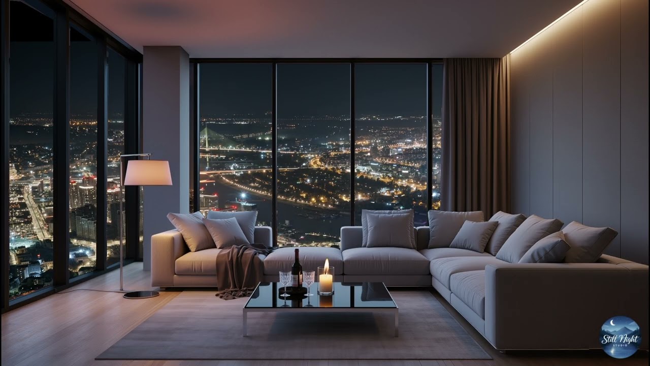 Evening Stillness | Interior Calm & Night City View