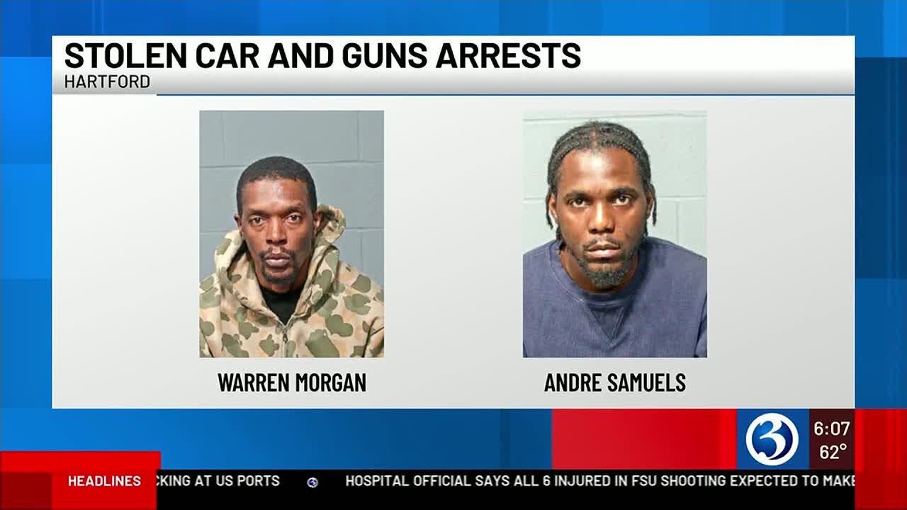 Hartford police arrest 2 suspects found in stolen vehicle with firearms ...