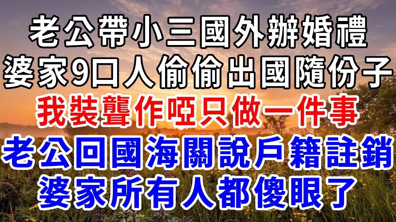 老公帶小三國外辦婚禮，婆家9口人偷偷出國隨份子，我裝聾作啞只做一件事，老公回國海關卻說戶籍註銷了，婆家所有人瞬間傻眼！#爽文#為人處世 #正能量 #故事分享 #生活經驗 #情感
