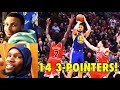 Stephen Curry &amp; Kevin Durant React To Klay Thompson&#39;s 14 3-Pointers NBA Record!