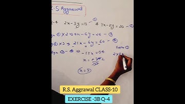 Q-4 EX-3B RS Aggarwal CLASS10 Linear Equation in Two Variable #eliminationmethod