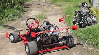 I Turn One Cylinder Engine Into Radial Engine and Turn Into Gokart