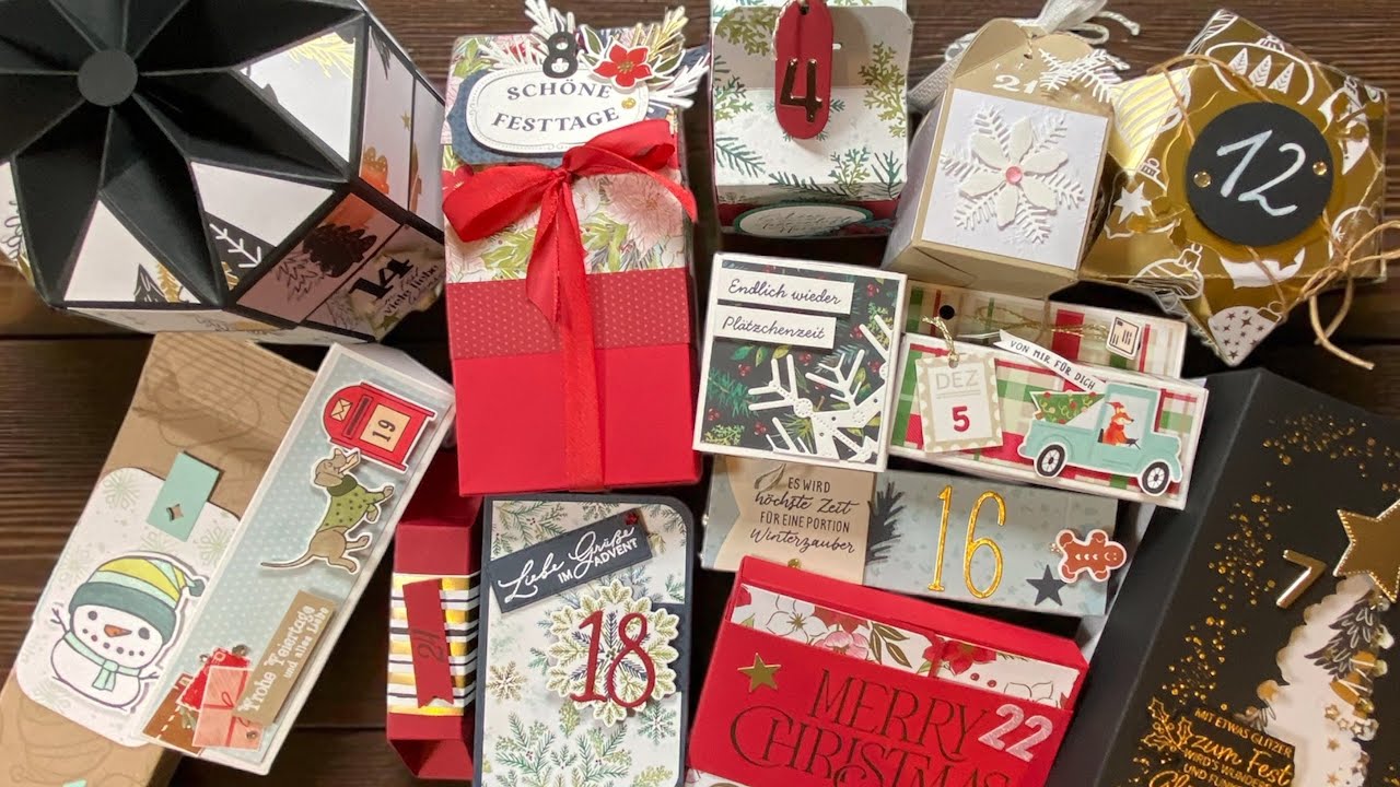 Bastelideen Weihnachten/24+1 Verpackungen aus Papier/Team-Stempeldochmal-Adventskalender/ Stampin`Up