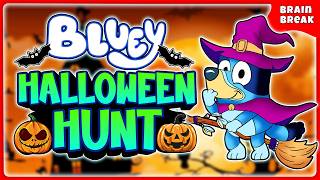 Bluey Halloween Hunt Challenge | Brain Break | Kids Movement | Freeze Dance Game