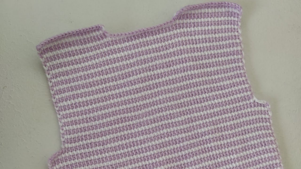 Tunus işi Çok Kolay Örgü Kız Bebek Yeleği Arka ve Ense Yapımı🤗Part 4