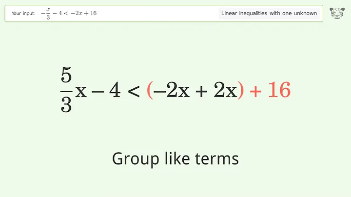 Solving Linear Inequalities: -x/3-4 is Smaller Than -2x+16