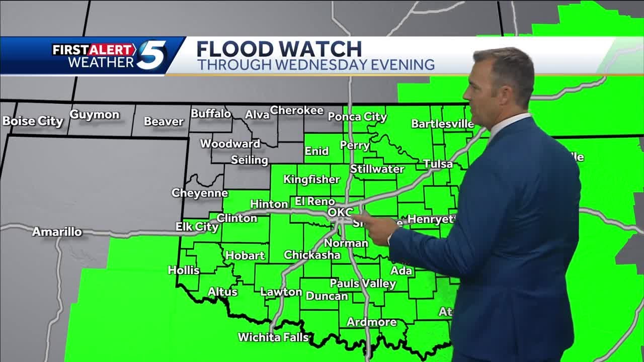 Flood watch continues amid sever weather threat Wednesday in Oklahoma ...