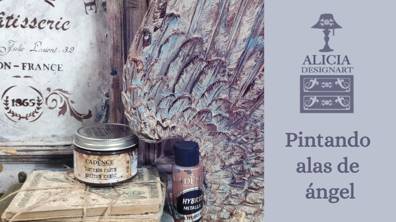 PINTAR ALAS DE ÁNGEL ESTILO EMPOLVADO SHABBY CHIC . CON PINTURA PÁTINA “ANTIQUE POWDER” DE CADENCE