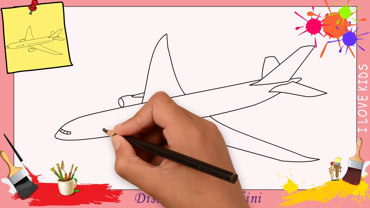 Disegni di aerei 2 e disegnare un aereo FACILE passo per passo per bambini