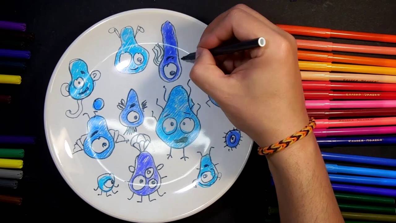 How to draw colored bacteria - YouTube