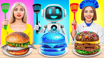 Me vs Grandma Cooking Challenge With a Robot! Cake Decorating Modern Ideas by YUMMY JELLY