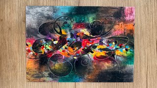 Curvy Abstract Painting + Depths | Oil Pastel | Colorful Art | Time Lapse