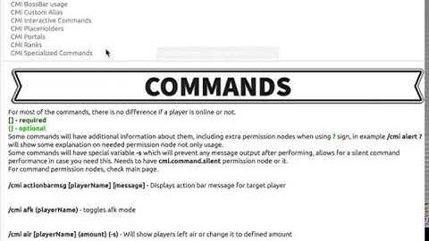 CMI: Big list of commands