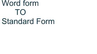 Word Form to Standard Form