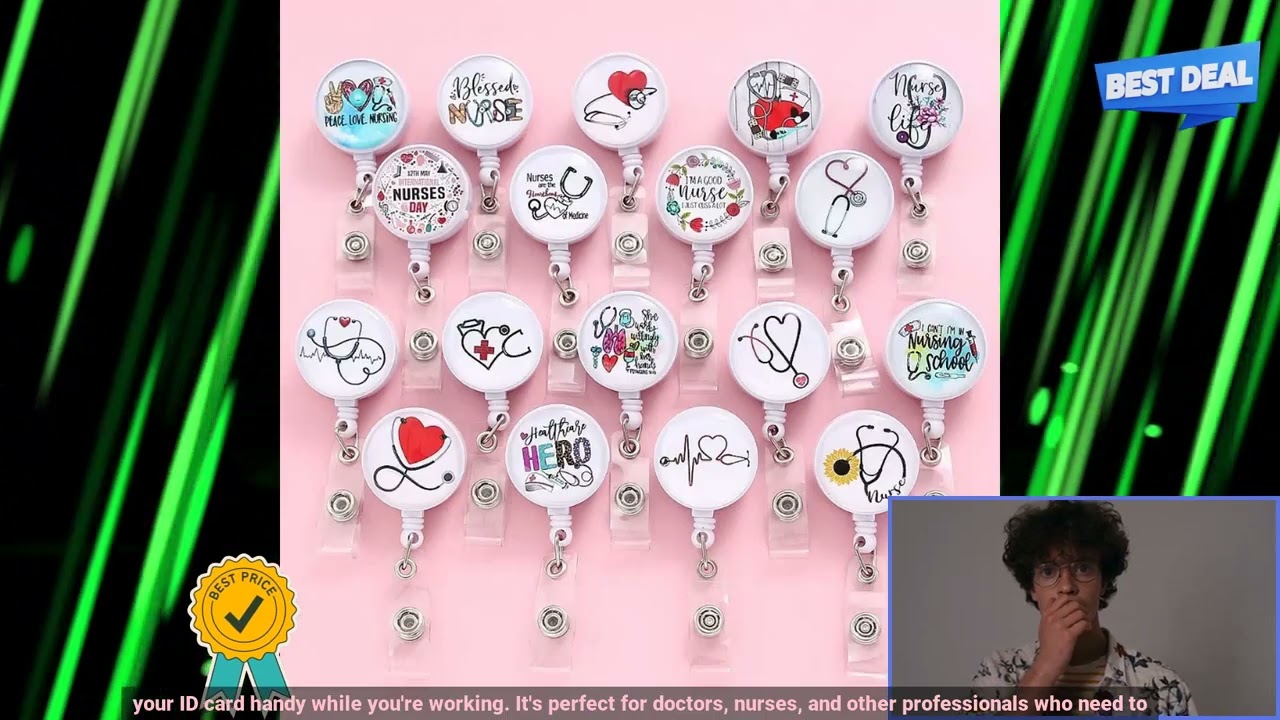 1005005218216214 Retractable ID Name Badge Reel For Doctors Nurses Work Card Holder Acc