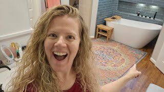 A 4 year review: I love this BRIGHT COLORED rug in our master bathroom!