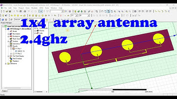 CST studio suite 1x4  circular patch array antenna for 2.4GHz
