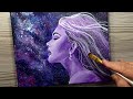 GALAXY GIRL / EASY ACRYLIC PAINTING / How To Step By Step