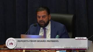 Burbank Board Of Education Meeting- January 16, 2025