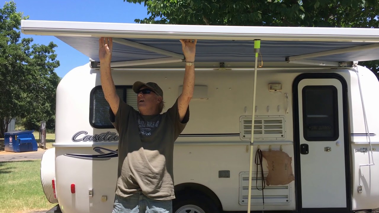 Single Handed Retracting the Awning on Casita YouTube