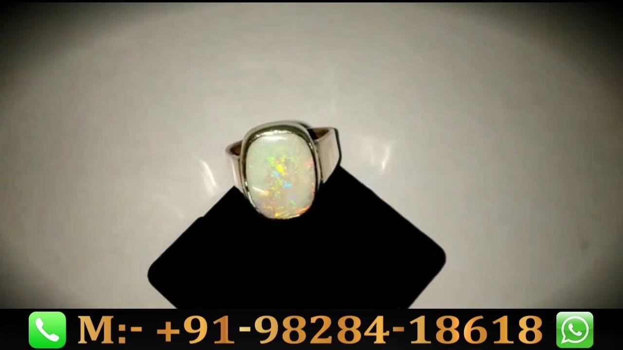 Buy Original Multi Fire Australian Opal Gemstone Silver Ring | M: +91-9828418618