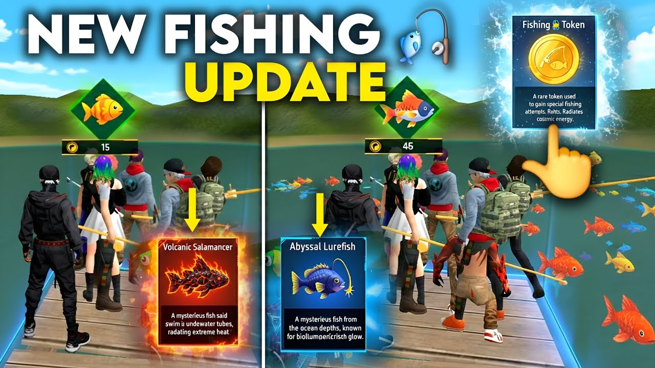 Free Fire Fishing Update 🎣 Pokémon Vibe Catching Fish & Token System Explained
