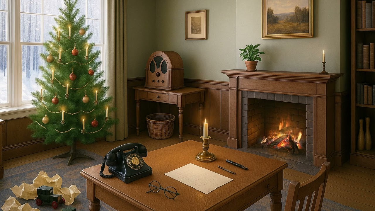 Vintage 1920s Christmas Morning Ambience with Christmas Tree, Xmas Ambience with 20's Radio Music