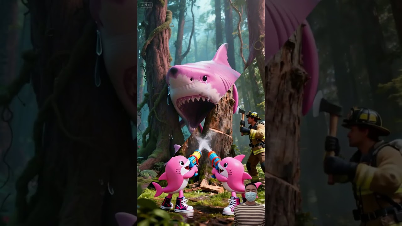 🦈 The shark got stuck in a tree, and firefighters came to the rescue 👨 🚒 